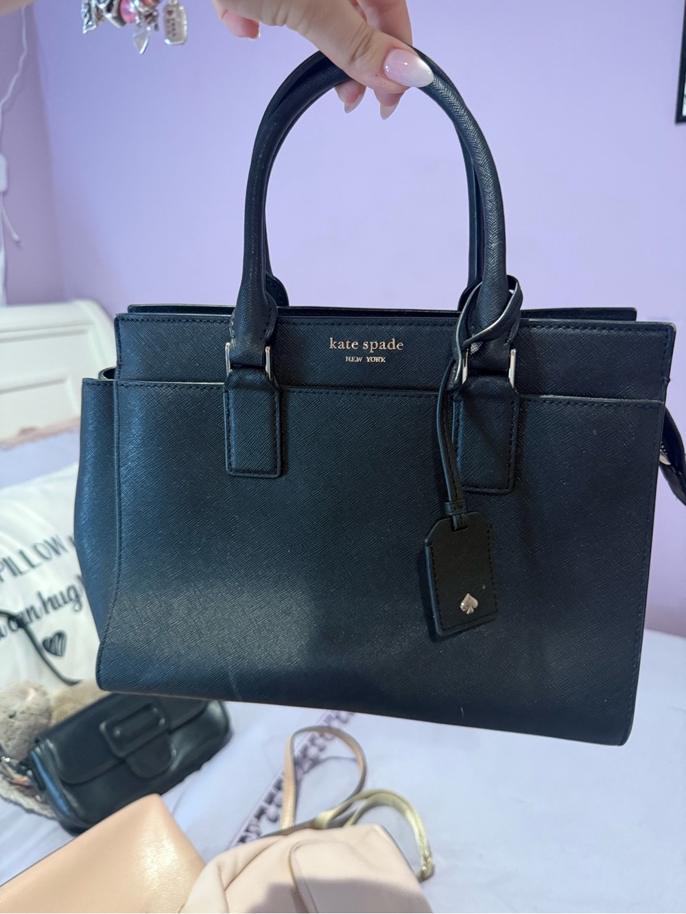 kate spade Black Structured Leather Top-Handle Satchel